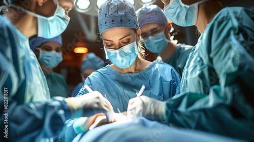Hospital operating room. Surgeons operating.