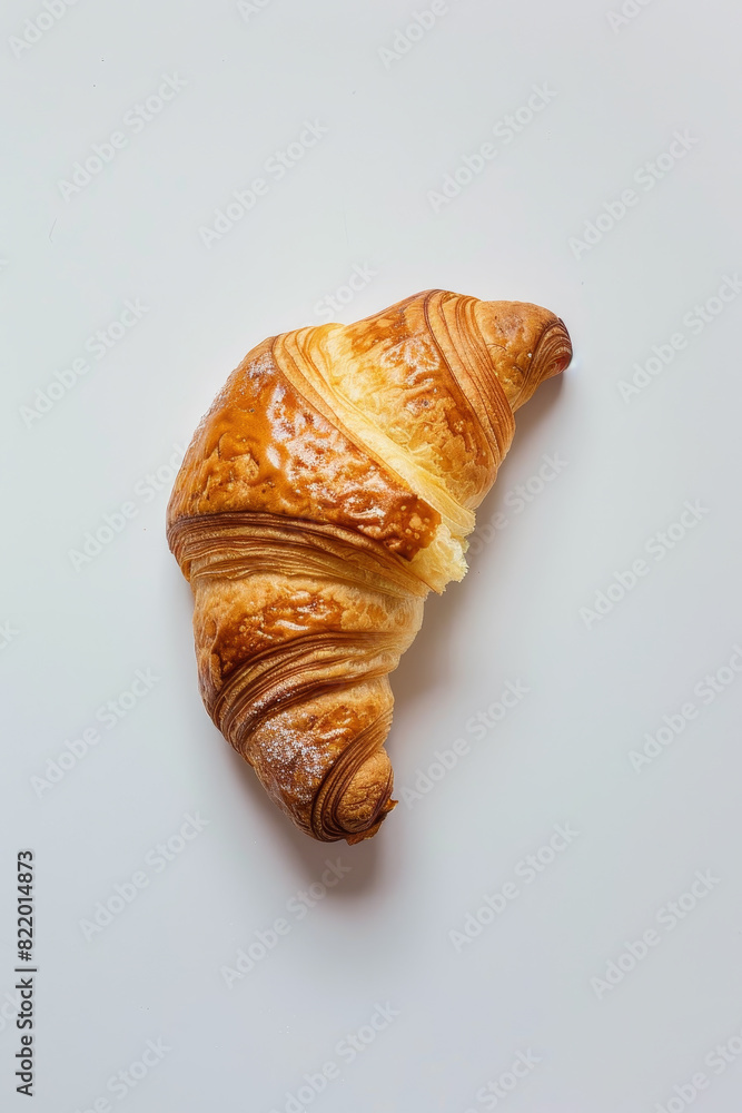 Tranquil Croissant Resting on Pure White Canvas Tranquil Croissant Resting on Pure White Canvas