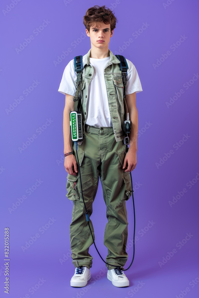 The Mysterious Encounter: Young Man in Front of Purple Aura The Mysterious Encounter: Young Man in Front of Purple Aura