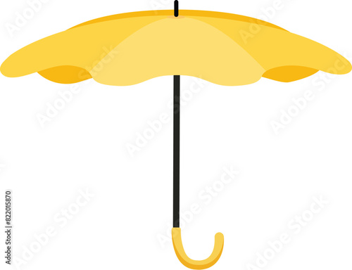 Vibrant and cheerful bright yellow umbrella illustration in modern flat design for rainy weather protection and stylish fashion accessory concept