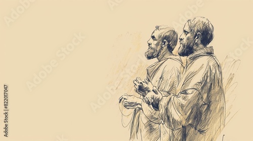 Paul and Silas Worshiping with Hymns in Prison - Biblical Watercolor Illustration