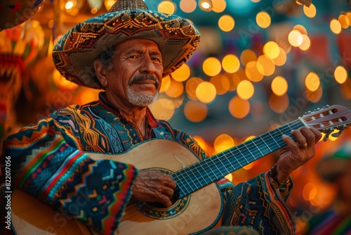 Mexican man playing acoustic guitar