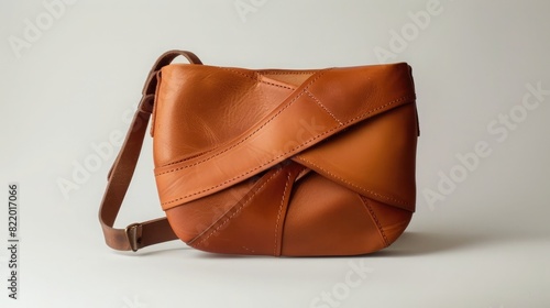 A chic, leather crossbody bag with a unique, asymmetrical design.