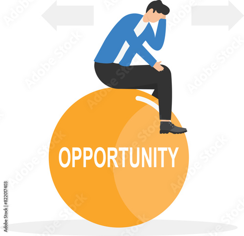 Businessman thinking with a big offer opportunity. Concept of business decision, job offer, career path. Flat vector illustration

