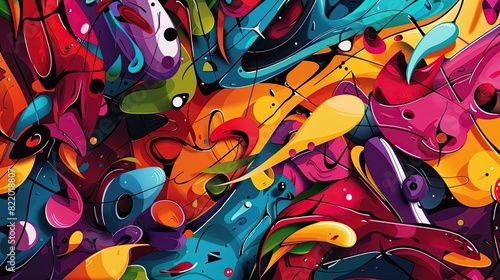 Vibrant Abstract Surreal Composition in Chaotic Vibrant Color Blend