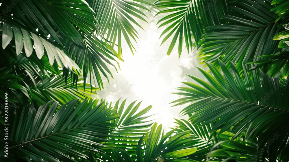palm leaves background frame, empty copy space in the middle palm leaves background frame, empty copy space in the middle