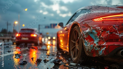 A dreadful street crash. Crumpled vehicles and mangled metal, all from a collision on an urban road.