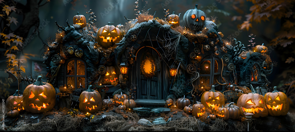Obraz premium A Halloween scene with ghoul decorations
