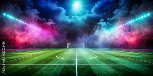 textured soccer field with neon fog © Daria
