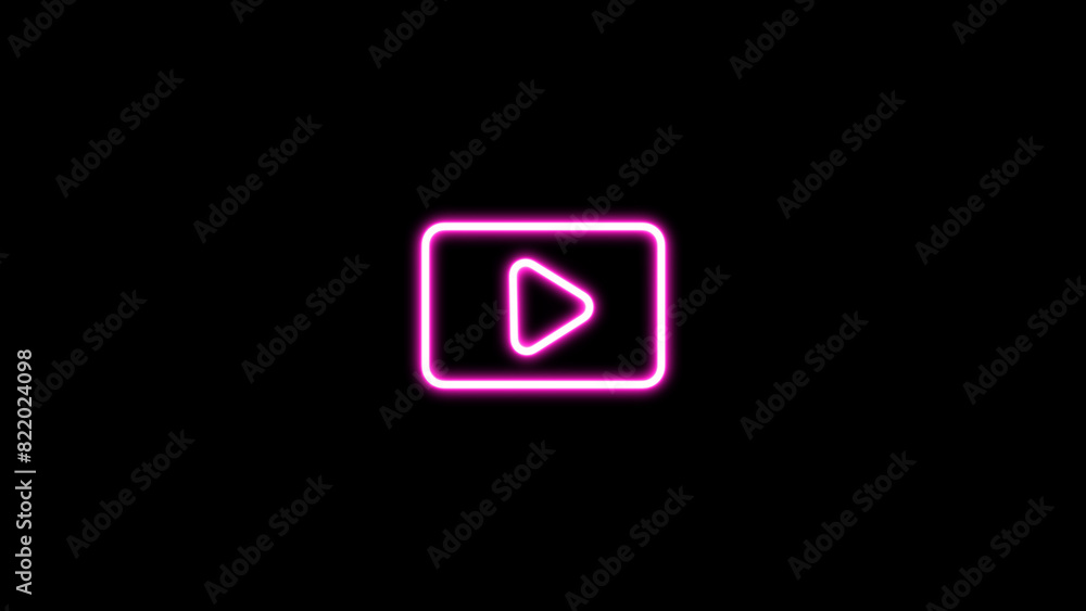 Glowing neon line play button icon. Neon play button. Press to play. Start button. Glowing neon line play button icon. Neon play button. Press to play. Start button.
