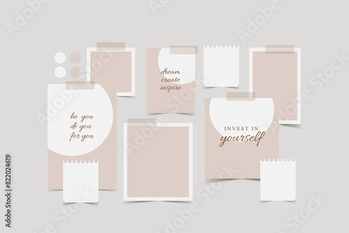 Vector photo collage template moodboard pictures grids vector illustration	