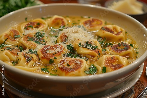 Wallpaper Mural Tortellini in Brodo: Small stuffed pasta served in a clear, rich broth, garnished with grated Parmesan Torontodigital.ca