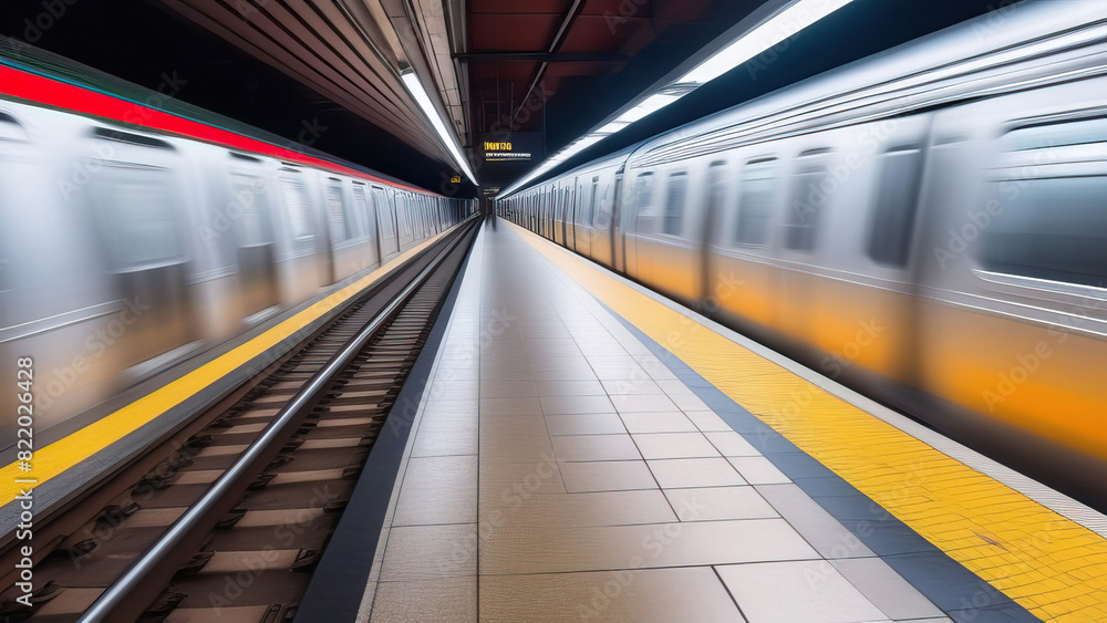 Fototapeta premium Speeding Subway Train Blur: Great Option for Advertisement Background