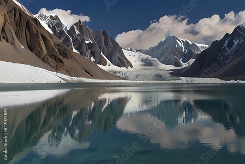 Big hispar glacier by the way of hispar biafo trek, remot karakoram range
 photo