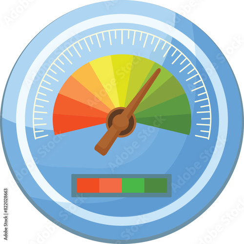 Vibrant, colorful gauge vector image, indicating maximum performance or high rating