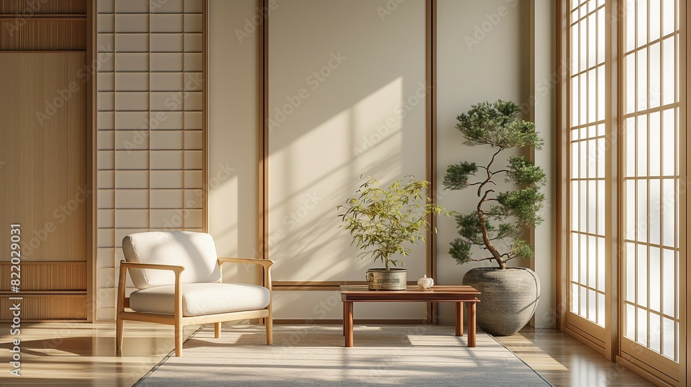 Fototapeta premium Frame mockup, modern hanok room interior