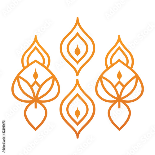 Set of Saffron Strands line vector icon on white background photo