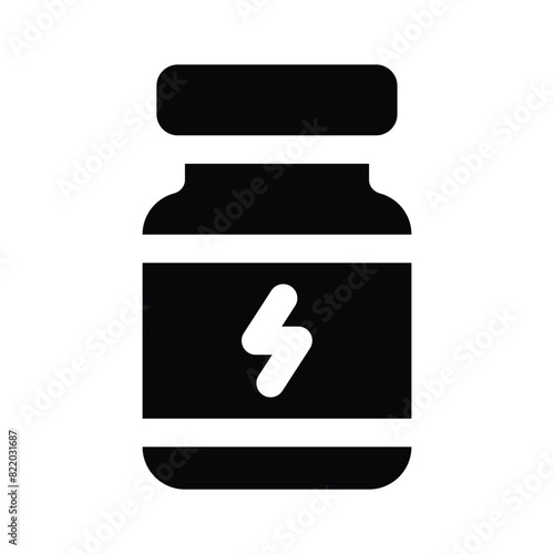 Premium icon of protein jar, energy booster, protein supplements
