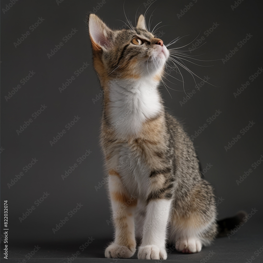 Curious Kitten Gazing Up in Wonder Curious Kitten Gazing Up in Wonder