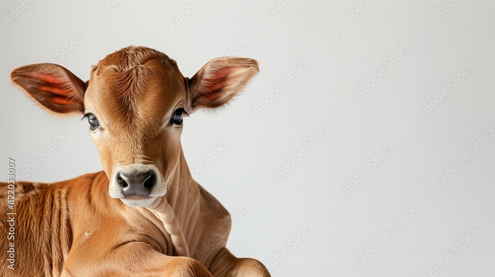 Minimalist Eid ul Adha Mubarak featuring a calf, clean and modern, white background, space for additional text Minimalist Eid ul Adha Mubarak featuring a calf, clean and modern, white background, space for additional text