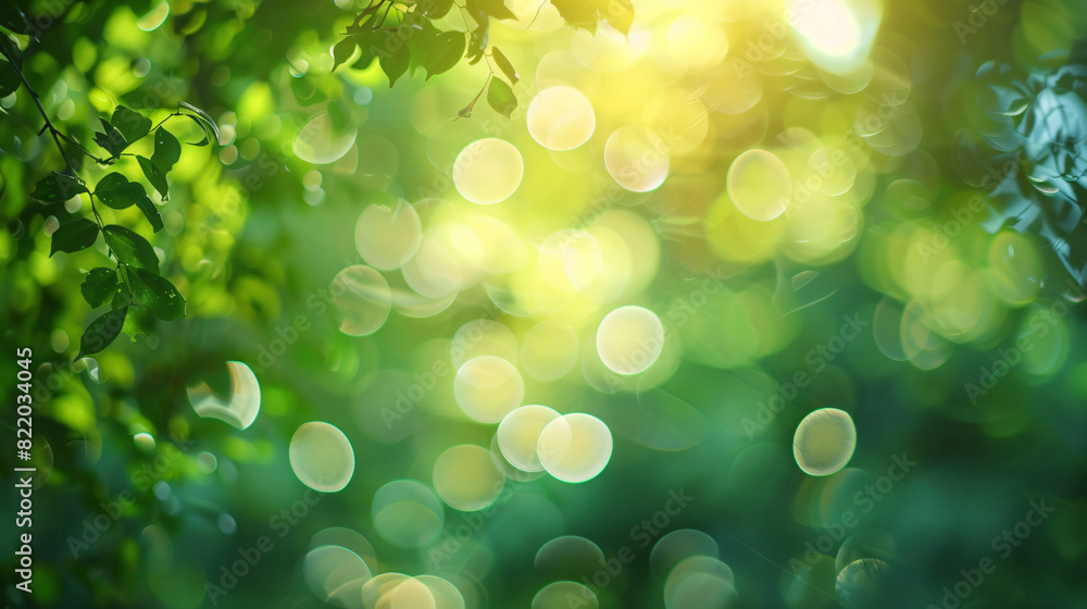 Blurred view of abstract green background bokeh effect