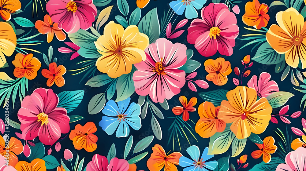 Lush floral pattern with vivid flowers and leaves, background for invitation, mother's day card Lush floral pattern with vivid flowers and leaves, background for invitation, mother's day card