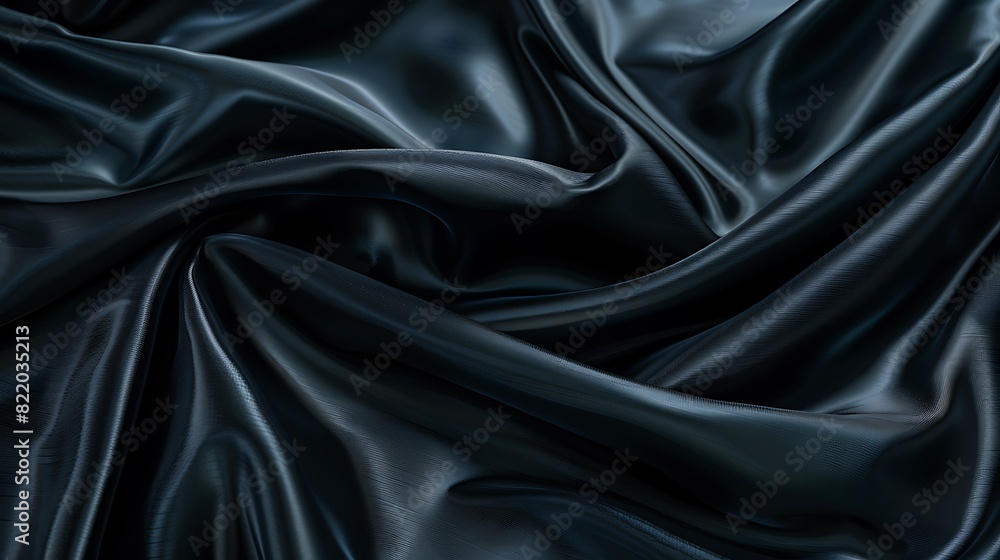 Fototapeta premium Luxurious Black Silk Elegance with Modern Twist and Subtle Folds - Side View Silk Background with Tetradic Color Scheme
