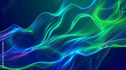 Energetic Sci-Fi Gradient Transition in Tetradic Colors - Electric Blue to Neon Green Flow | Abstract Dynamic Background