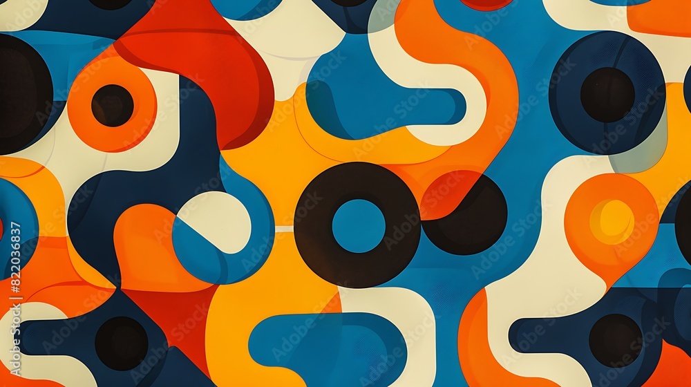 Nostalgic Retro 70s Wallpaper in Cybernetic Tones with Colorful Patterns, Side View - Fun and Vibrant Tetradic Scheme for Design Inspiration Nostalgic Retro 70s Wallpaper in Cybernetic Tones with Colorful Patterns, Side View - Fun and Vibrant Tetradic Scheme for Design Inspiration