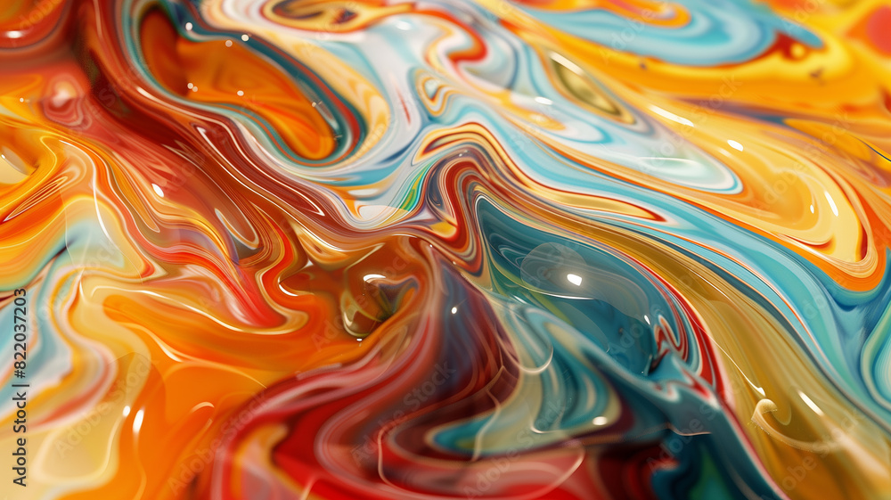 Abstract painting with vibrant swirling colors in a fluid pattern. Abstract painting with vibrant swirling colors in a fluid pattern.