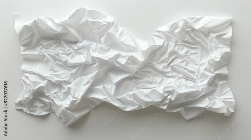 Obraz premium A crumpled piece of paper with a blank space unfolds, revealing a crisp, white surface open for creation.