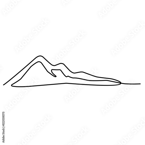 One continuous line drawing of mountain