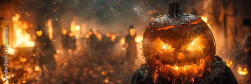 Autumn Night Halloween Pumpkin Illuminating a Festive Home photo