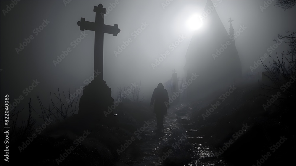 Autumn Nights Ominous Halloween Mood Set by Fog and Shadows Autumn Nights Ominous Halloween Mood Set by Fog and Shadows