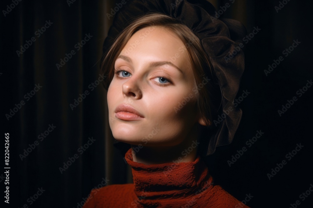 vintage portrait of young woman, 70s 80s, retro vintage style