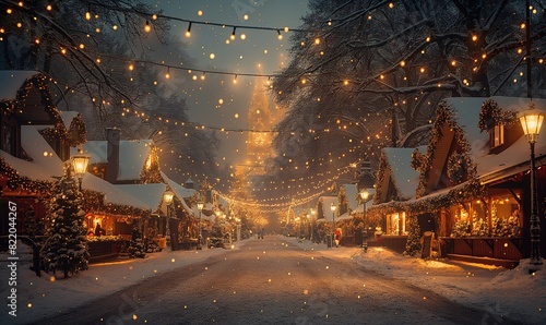 Christmas evening city and village square