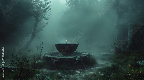 Halloween Night in the Forest Witches Brewing Potions Under the Full Moon