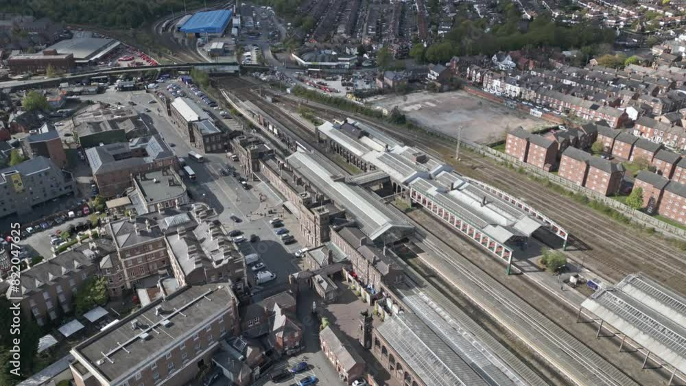 Approach aerial view of Chester railway station, Cheshire, England Approach aerial view of Chester railway station, Cheshire, England