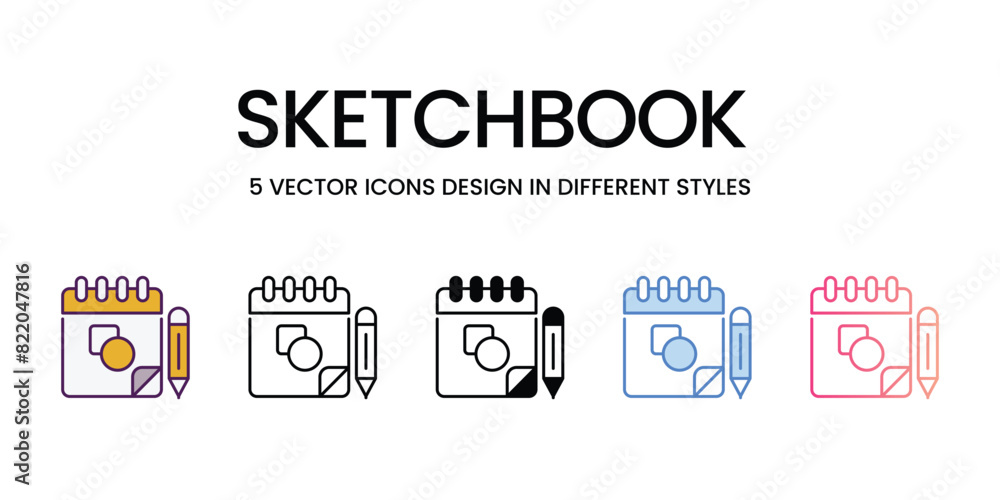 Sketchbook Icons different style vector stock illustration Sketchbook Icons different style vector stock illustration