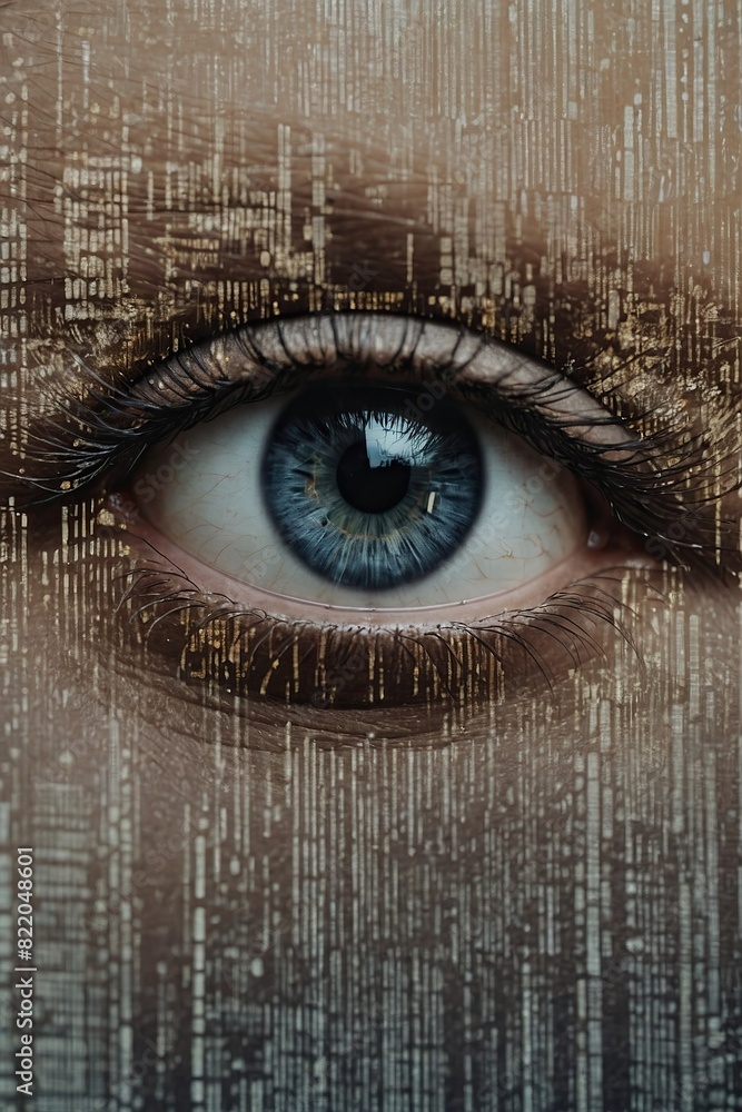 Obraz premium All-Seeing Eye with Digital Pixel Patterns Symbolizing IT Services