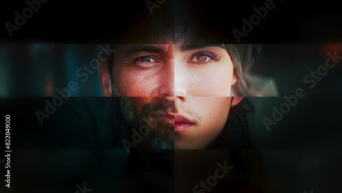 A mosaic of human faces, different ages, nationality, race, culture, gender. united in diversity