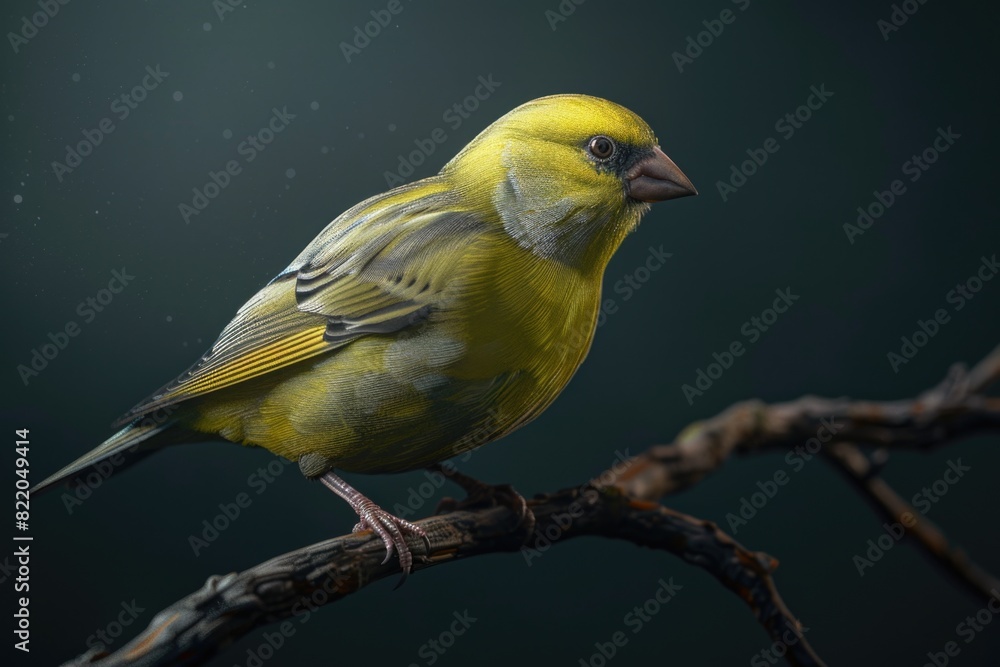 Fototapeta premium A small yellow bird perched on a branch. Suitable for nature and wildlife themes