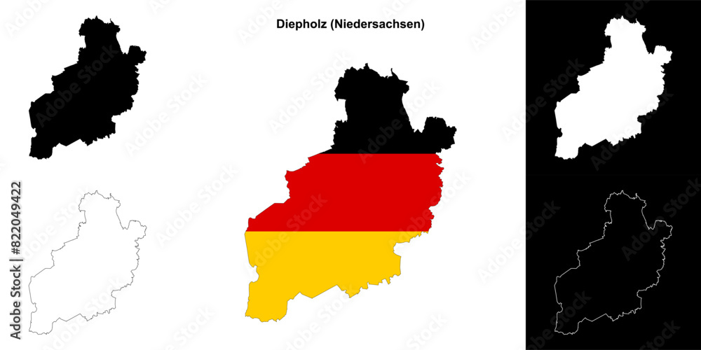 Fototapeta premium Diepholz (Niedersachsen) blank outline map set