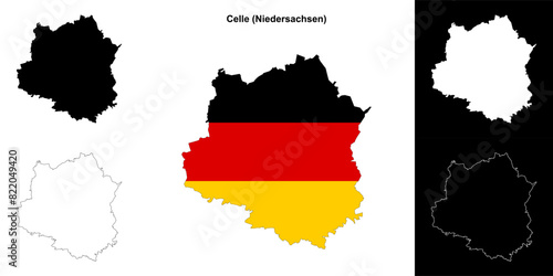 Celle (Niedersachsen) blank outline map set