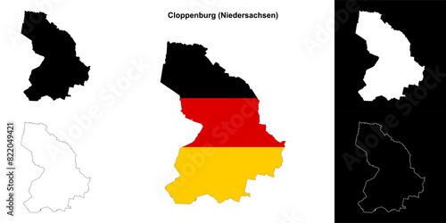 Cloppenburg (Niedersachsen) blank outline map set
