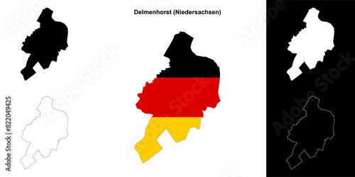 Delmenhorst (Niedersachsen) blank outline map set