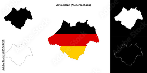 Ammerland (Niedersachsen) blank outline map set