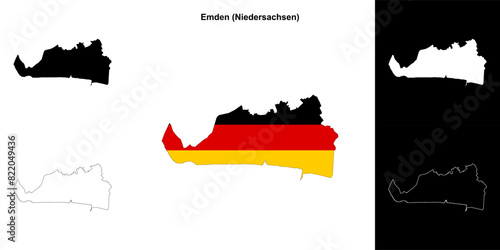 Emden (Niedersachsen) blank outline map set