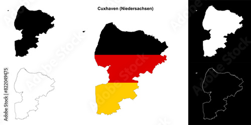 Cuxhaven (Niedersachsen) blank outline map set