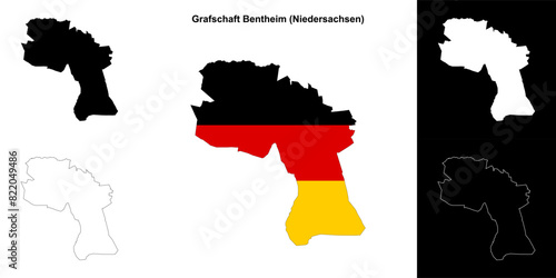 Grafschaft Bentheim (Niedersachsen) blank outline map set